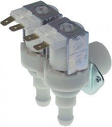 Electrovalva cu 2 iesiri, 230V, intrare ¾", iesire 11,5 mm, t.max. 90°C, reductii debit 2,5 l/min - 370434