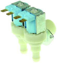 Electrovalva dubla unghiulara 230 V, intrare ¾", iesiri 11,5 mm, t.max. 90°C, reductii iesiri 0,5 L/min si 0,8 L/min - 370435