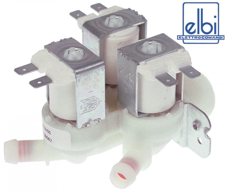 Electrovalva cu 3 iesiri ø 11,5 mm, dreapta, 230 V, intrare ¾", t.max. 90°C, cu reductii debit - 370443