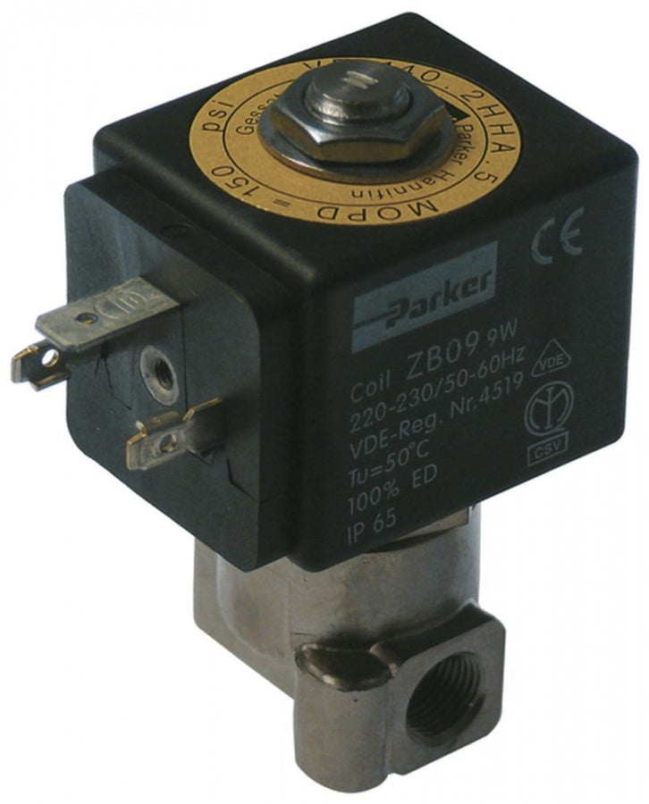 Electrovalva alama nichelata, 2 Cai, 230 V CA, racord 1/8", L 30 mm - Cod 370473