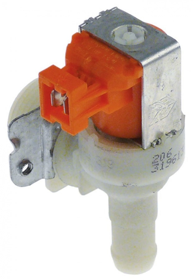 Electrovalva plastic unghiulara, 1 iesire, 230V CA, intrare ¾", iesire 14,5 mm, t. max. 90°C, debit 5,5 l/min - Cod 370554