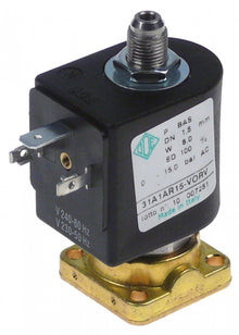solenoid valve brass 3-ways 230 VAC DN 1,5mm -10 up to 140°C coil type ADA membranes ruby