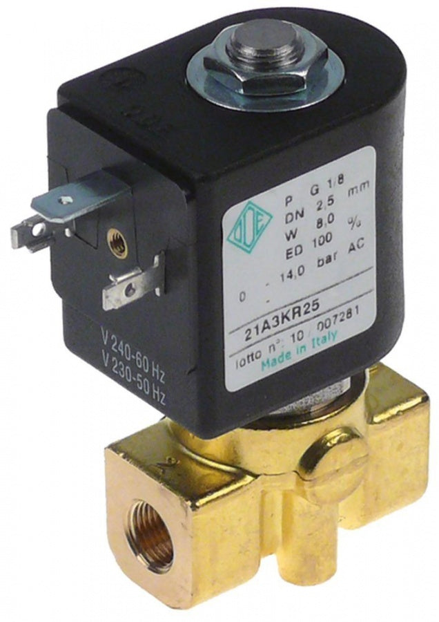 Electrovalva ODE 230 V, racord 1/8", bobina 21A3KR, L 40 mm, p.max. 14 bar, priza DIN - 370573