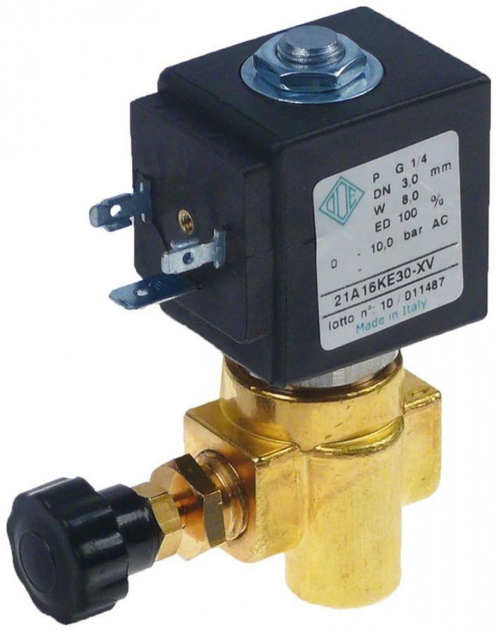 solenoid valve brass 2-ways 230 VAC inlet ¼" outlet ¼" controllable DN 3mm