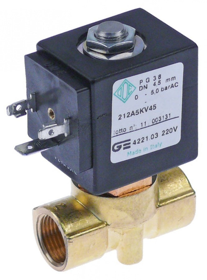 solenoid valve brass 2-ways 220V AC connection cable L 46mm DN 4,5mm ODE