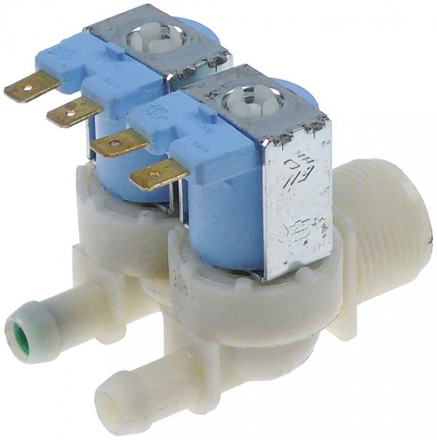 Electrovalva dreapta cu 2 iesiri, 230 V, intrare 3/4", iesire 11,5 mm - 370648