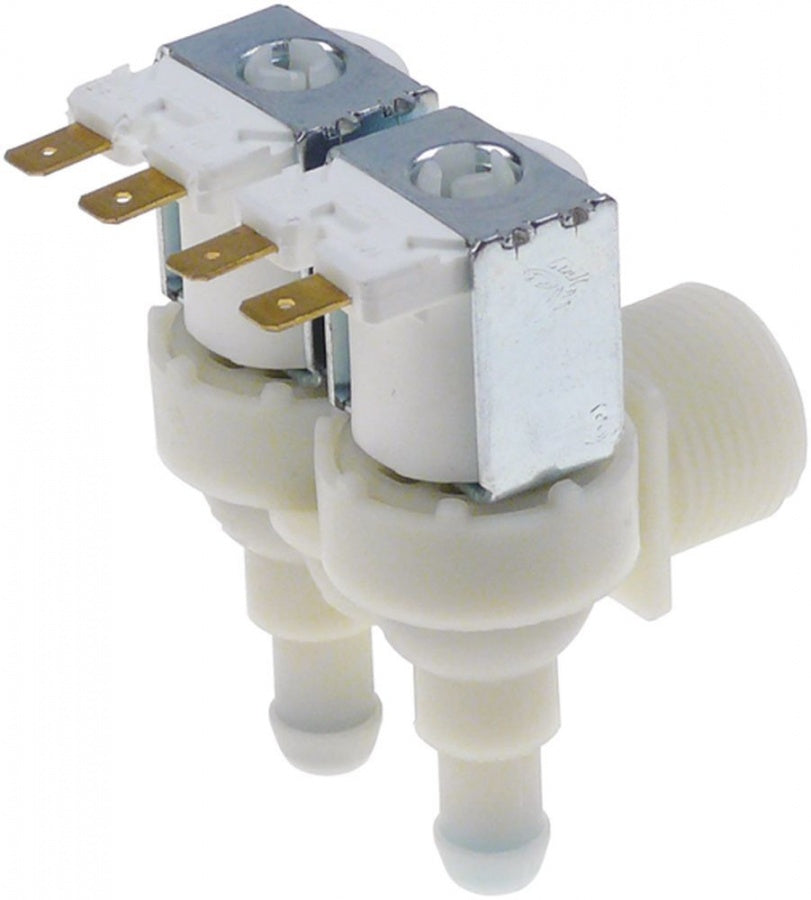 solenoid valve double angled 230V inlet ¾" outlet 11,5mm output A 1l/min output B 8l/min