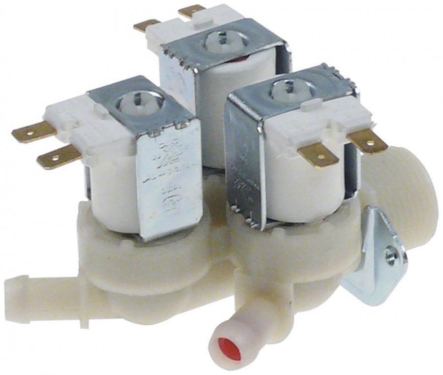 solenoid valve 3-fold straight 230V AC inlet ¾" outlet 11,5mm 10 t.max. 90°C input 5,5l/min