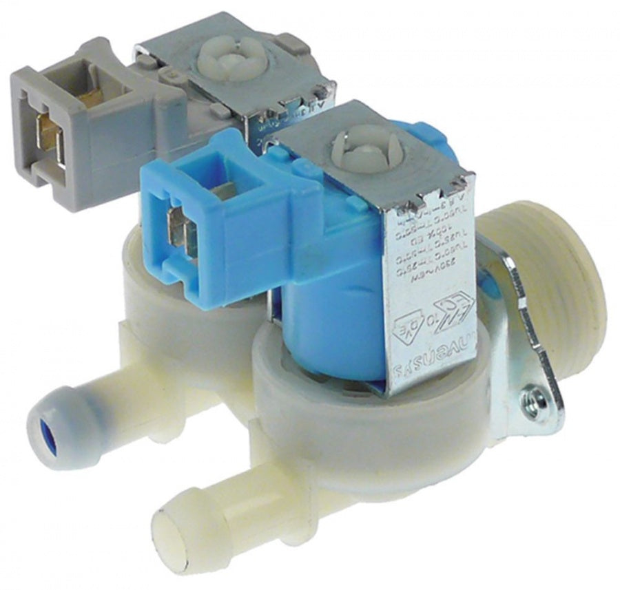 solenoid valve double straight 230V AC inlet ¾" outlet 11,5mm t.max. 90°C plastic Invensys