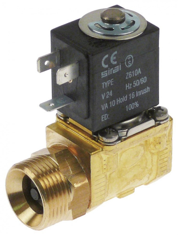 solenoid valve brass 2-ways 24 VAC inlet ¾" ET outlet ½" IT connection ¾" L 61mm DN 10mm