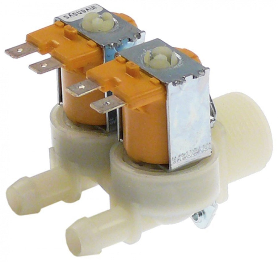 solenoid valve double straight 24V AC inlet ¾" outlet 11,5mm t.max. 90°C plastic Invensys