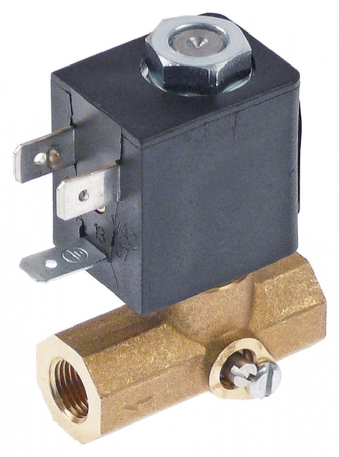 solenoid valve 2-ways 230 VAC inlet 1/8" outlet 1/8" L 40mm p max 10bar 50Hz brass