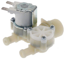 Electrovalva dubla, 24 VAC, intrare 3/4", iesiri 10 mm, DN10, t.max. 90°C, cu reductii de debit alb pe iesiri, plastic - 370760