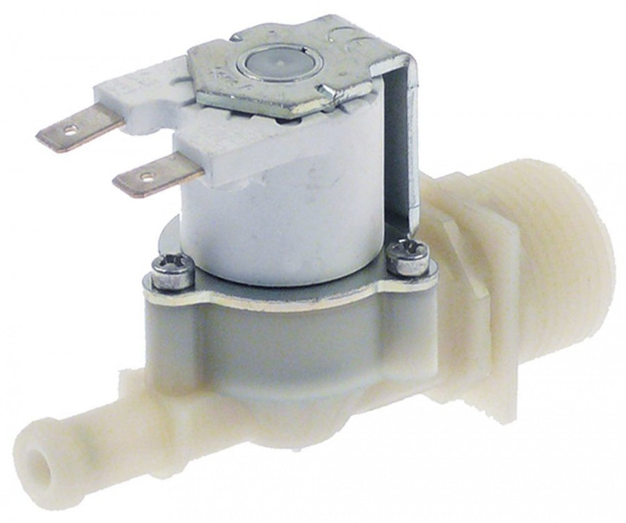 solenoid valve single straight 24V AC inlet 3/4" outlet 10,5mm t.max. 90°C plastic
