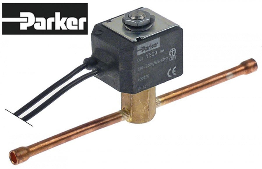 solenoid valve 230V connection 16mm soldering connection PARKER