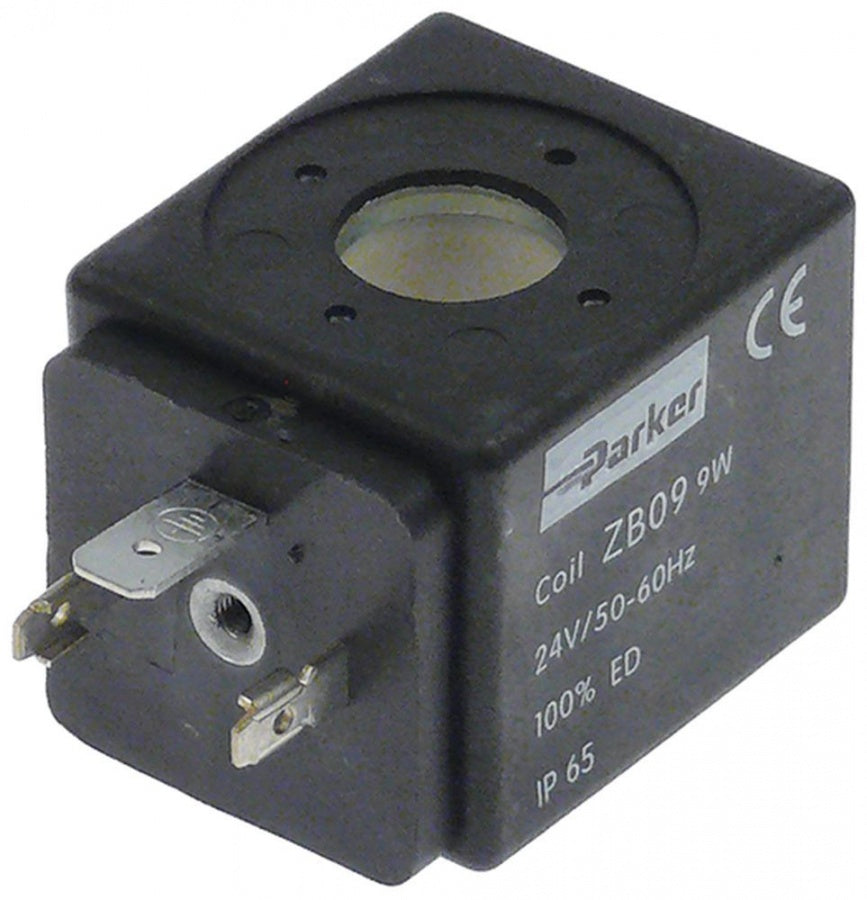 Bobina electrovalva Parker ZB09, 24 V CA, 9 VA, dimensiuni 34 x 43,5 mm, H 33 mm, int ø 14 mm - 371036