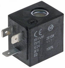 Bobina electrovalva Sirai Z610A, 24 V CC, 6 W, interior ø 10 mm, 25 x 33 mm, H 33 mm - 371069