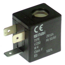 Bobina electrovalva Sirai ZB10A, 230V, 4 VA, 50/60 Hz, dimensiuni 27,5 x 22 mm, H 30 mm, int. ø 10,2 mm - 371085