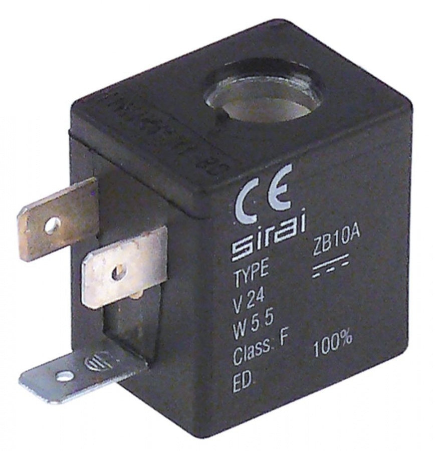 Bobina Sirai ZB10A, 5,5 W, 24VDC, sectiune 27,5 x 22 mm, H 30 mm, int. ø 10,2 mm - 371099