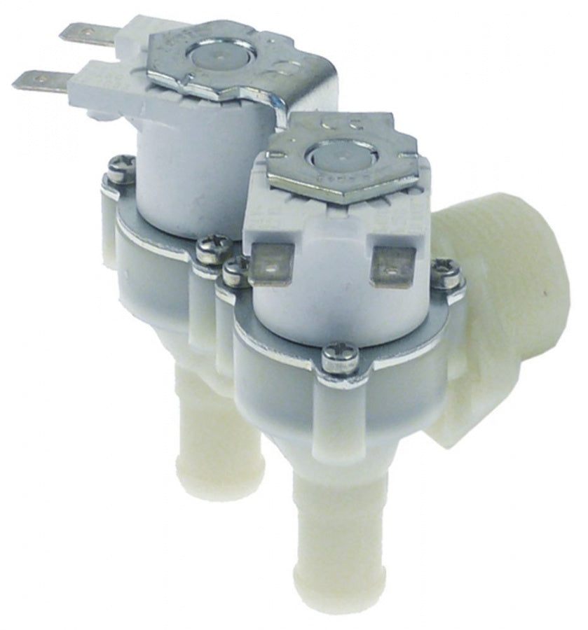 solenoid valve double angled 24V AC inlet ¾" outlet 14,5mm t.max. 60°C plastic RPE