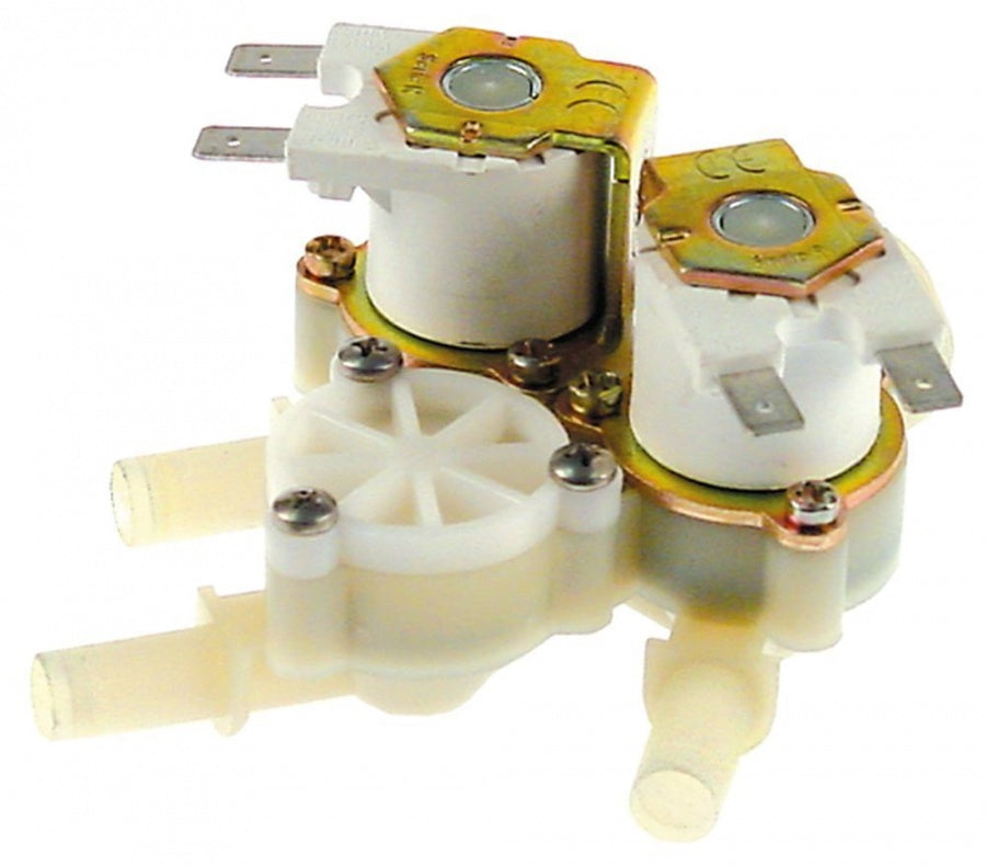 Electrovalva, 3 Cai, dreapta, 230 V, intrare ¾", iesire 10 mm, t.max. 90°C, intrare 6l/min, RPE, plastic - Cod 374033