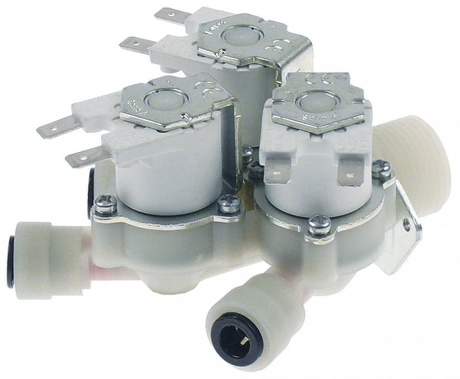 solenoid valve triple straight 220-240V inlet 3/4" outlet 8mm input 10-12l/min t.max. 60°C