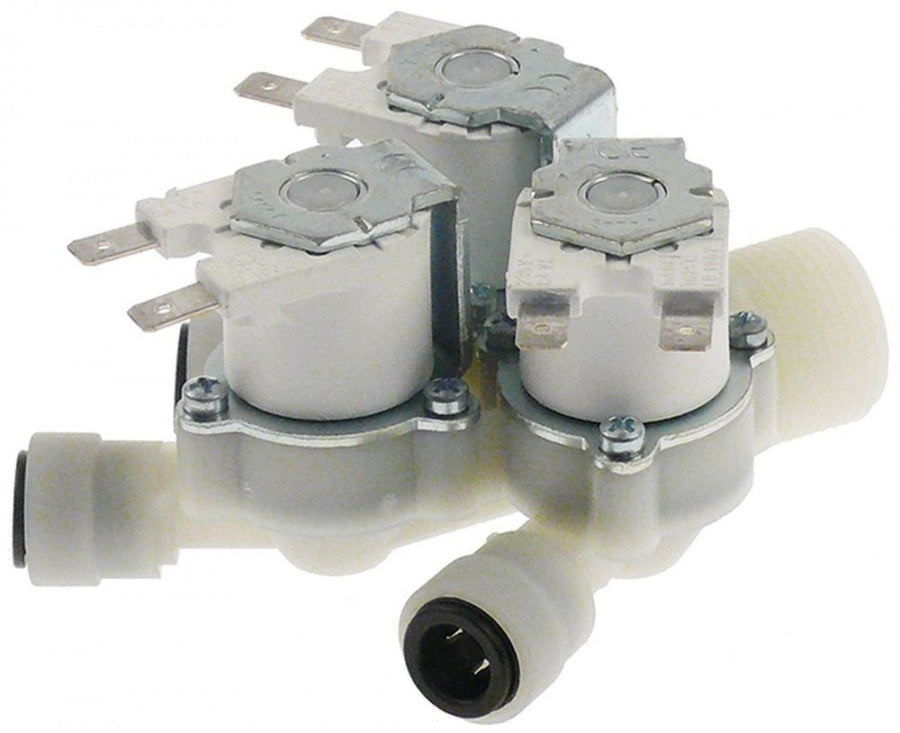 Electrovalva tripla 230 V, intrare 3/4", iesire cuple rapide JG 10 mm, DN10, t.max. 25/60/90°C - 374066