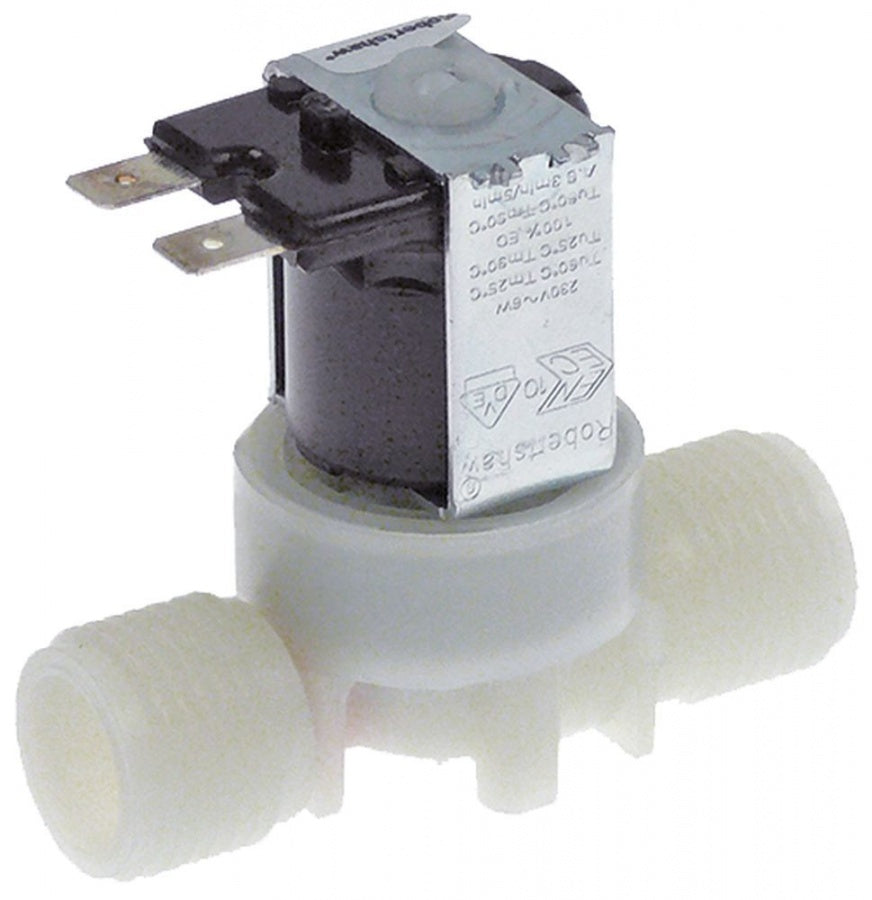 electrovalva simplu drept 230VAC intrare 1/2\ ieșire 1/2\" DN10 T.max. 90°C"