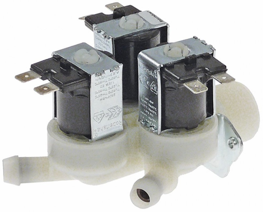 Electrovalva tripla dreapta 230 VAC, intrare 3/4", iesire 11,5 mm, reductor debit iesire 2.5l/min - 374104 