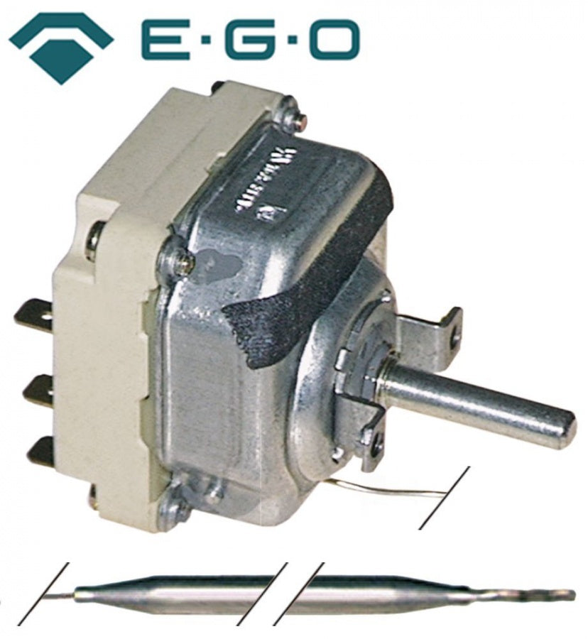 Termostat friteuza 95-185°C, 3 contacte, 16 A, bulb ø 6 x 117 mm, capilar 1480 mm, EGO - 375058