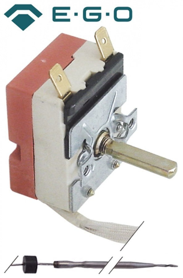 Termostat, temperatura maxima 258°C, gama temperatura 58-258°C, 1 contact, 16 A, senzor ø 3,1 mm, lungime senzor 201 mm - Cod 375116