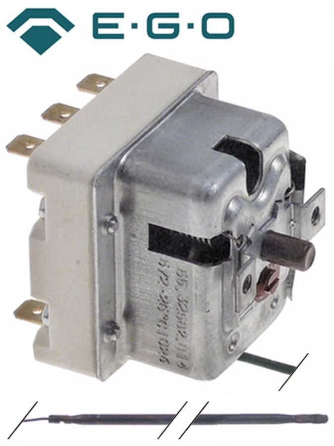 Termostat de siguranta, 560°C, 3 contacte, 20 A, bulb ø 3,9 x 228 mm, lungime tub capilar 870 mm, EGO 55.32582.814 - 375190