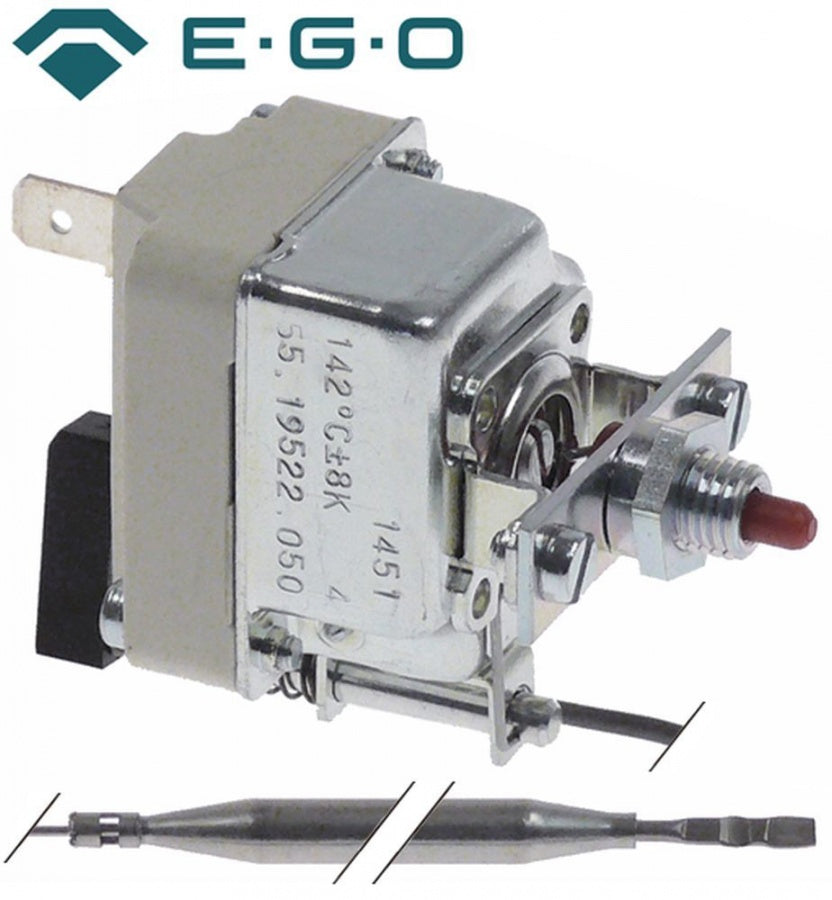 Termostat, 140°C, 1 contact, 16 A, senzor ø 6 mm, lungime senzor 74 mm, lungime tub capilar 900 mm - Cod 375278