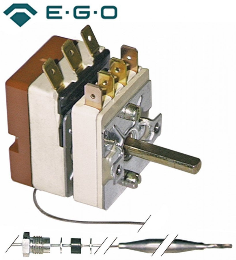 Termostat 30-110°C, cu intrerupator, contact 16 A, bulb ø 6 x 113 mm, lungime capilar 2380 mm, presetupa M9x1 - 375406