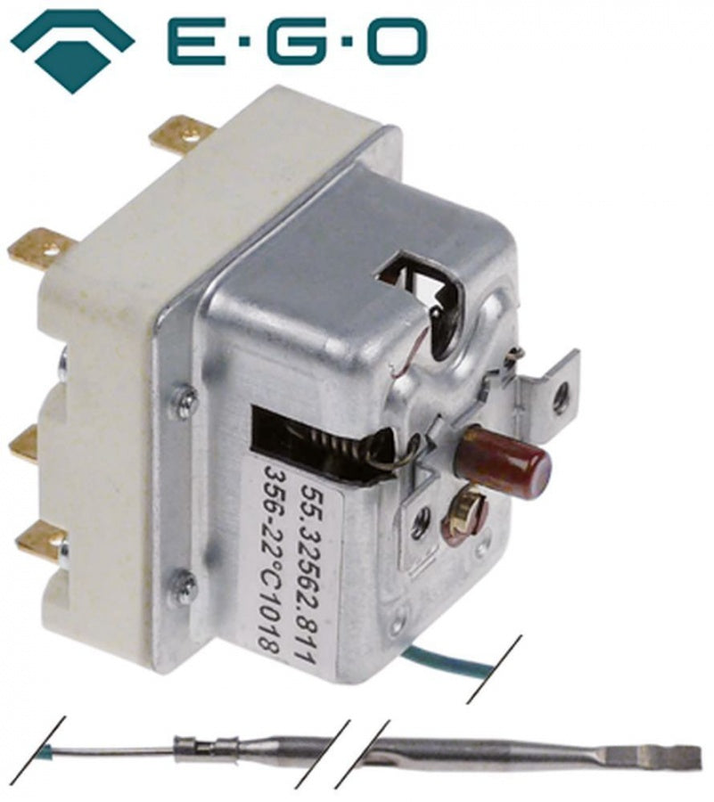 Termostat, 356°C, 2 contacte, 0,5 A, senzor ø 3 mm, lungime senzor 190 mm - Cod 375479