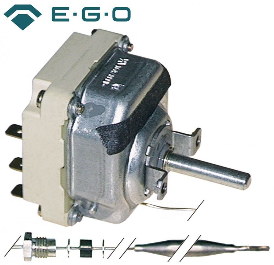 Termostat reglabil 95-220°C, 3 contacte, 16 A, senzor ø 6x117 mm, capilar 1480 mm, EGO 55.34044.020 - 375504