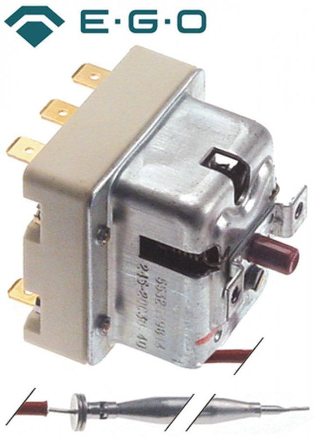 Termostat de siguranta 245°C, cu 3 contacte 0,5 A, dimensiuni bulb ø 6 x 79 mm, capilar 900 mm - 375585