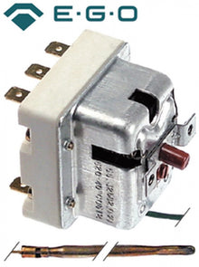 Termostat de siguranta 520°C, cu 3 contacte 20 A, dimensiuni bulb ø 3,9 x 228 mm, capilar 890 mm - 375681
