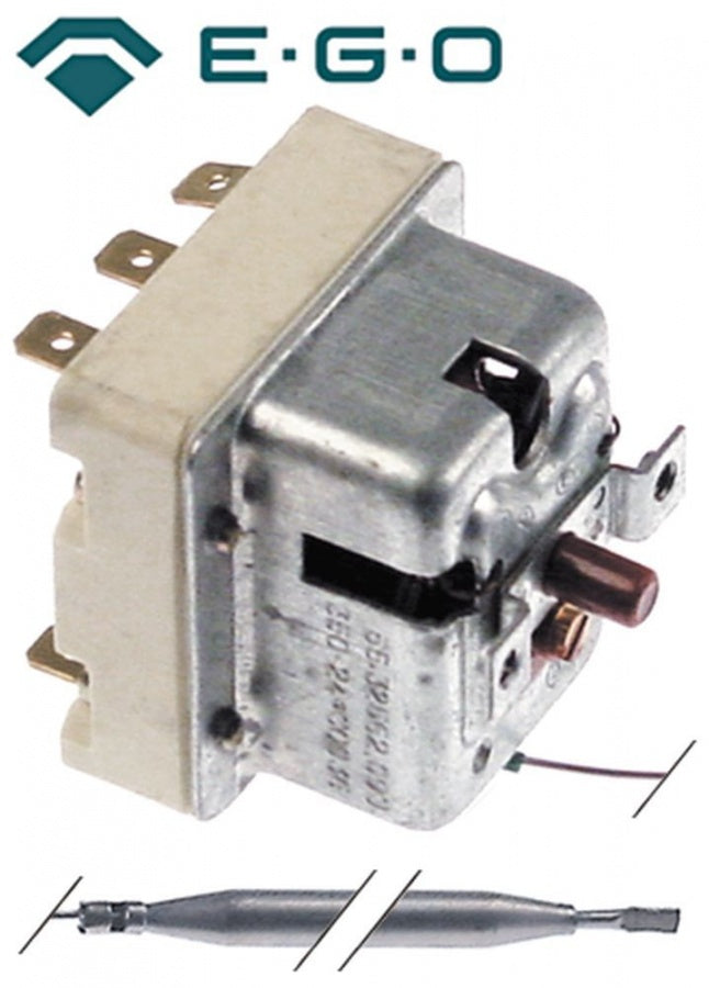 Termostat, 350°C, 3 contacte, 20 A, senzor ø 6 mm, lungime senzor 77 mm, lungime tub capilar 890 mm - Cod 375695