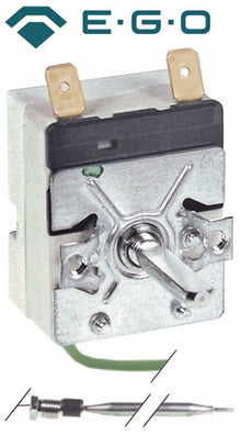 Termostat, temperatura maxima 110°C, gama temperatura 30-110°C, 1 contact, 16 A, senzor ø 6 mm, lungime senzor 115 mm - Cod 375705
