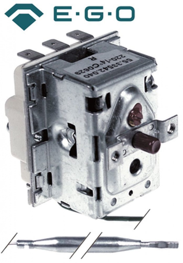 safety thermostat 220°C 3-pole 3NC 20A probe ø 6mm probe length 107mm capillary pipe length 870mm