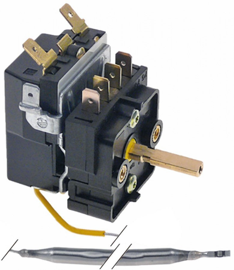 thermostat t.max. 110°C temperature range 30-110°C 1-pole 1NC 16A probe ø 6mm probe L 140mm