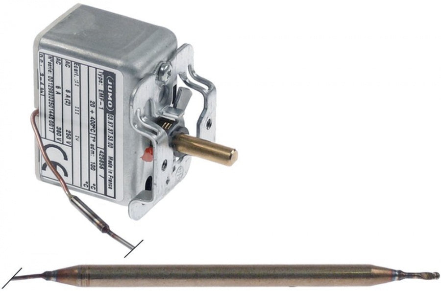 thermostat t.max. 400°C temperature range 20-400°C 1-pole 1CO 6A probe ø 8mm probe L 138mm