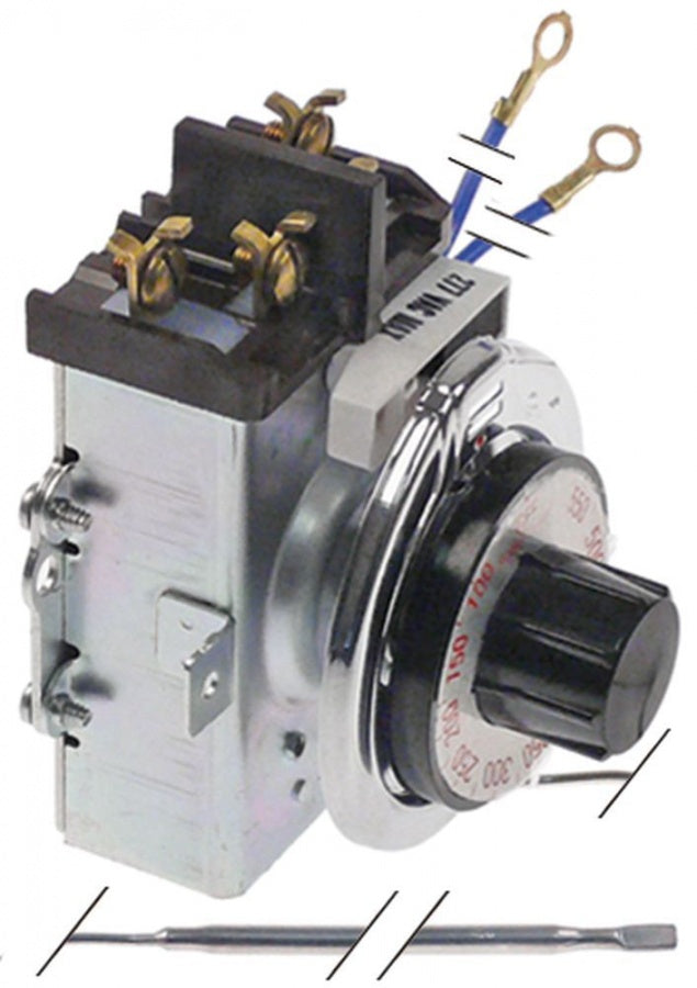 Termostat 100-550°F (38-288°C), cu 2 contacte 2NO, 30A, sonda ø 5 x 295 mm, capilar 1540 mm - 376030