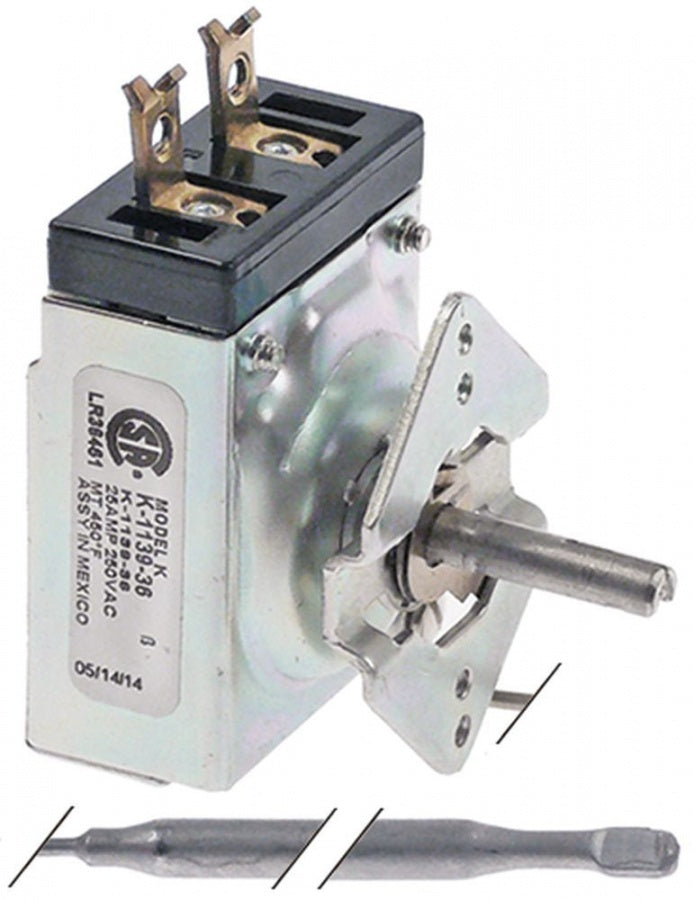 thermostat t.max. 232°C temperature range 12-232°C 1-pole 1NO 25A probe ø 6,5mm probe L 173mm