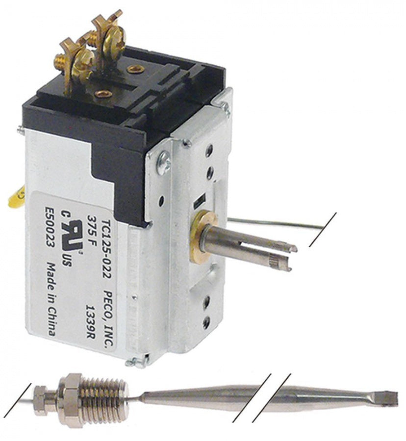 thermostat t.max. 191°C 1-pole 1NO probe ø 8mm probe L 124mm capillary pipe 590mm