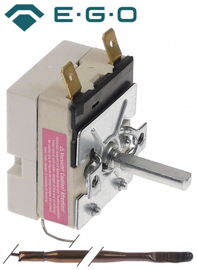 Termostat cuptor pizza 100-500°C, contact 1NO 16A, senzor ø 4 x 160 mm, capilar 830 mm, ax D ø 6x4.6 mm, EGO 55.13082.010 - 376066