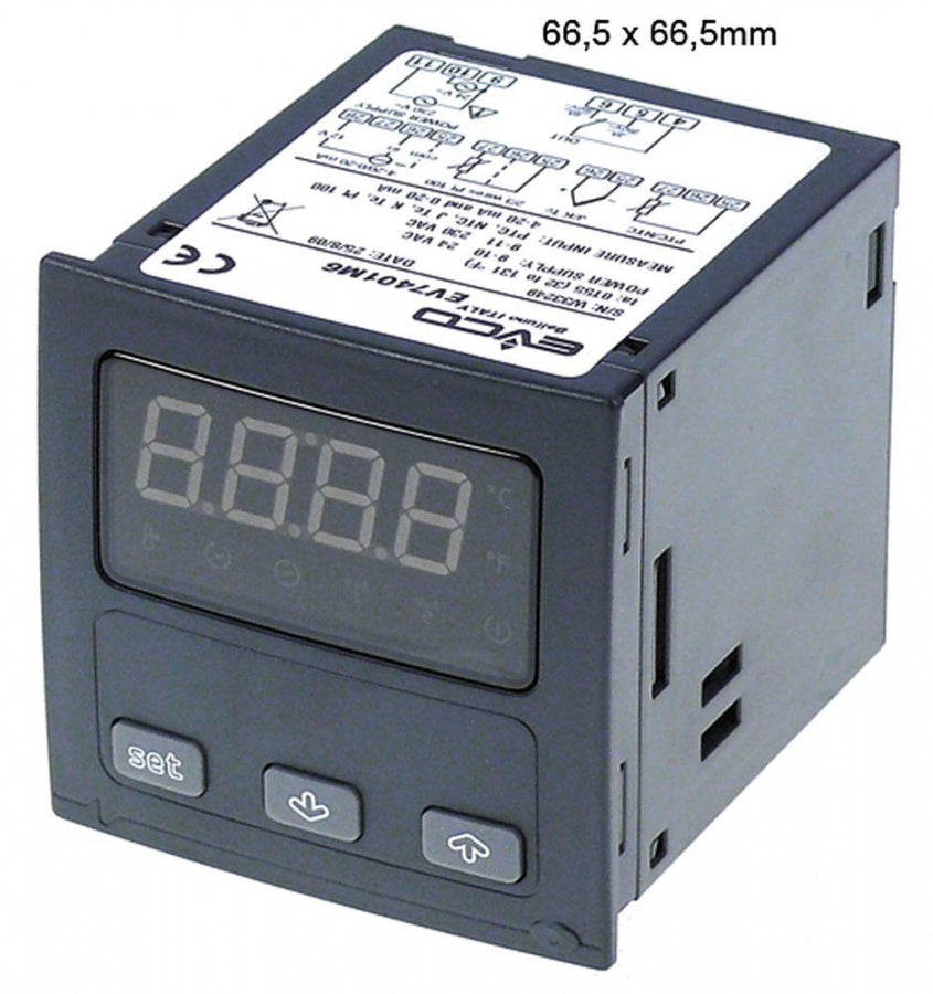 Controlor electronic EVERY CONTROL EV7401, 24/230V, 50/60Hz, sonde compatibile NTC/PTC/Pt100/TC(J,K)/mA, montare 66.5x66.5mm - 378169