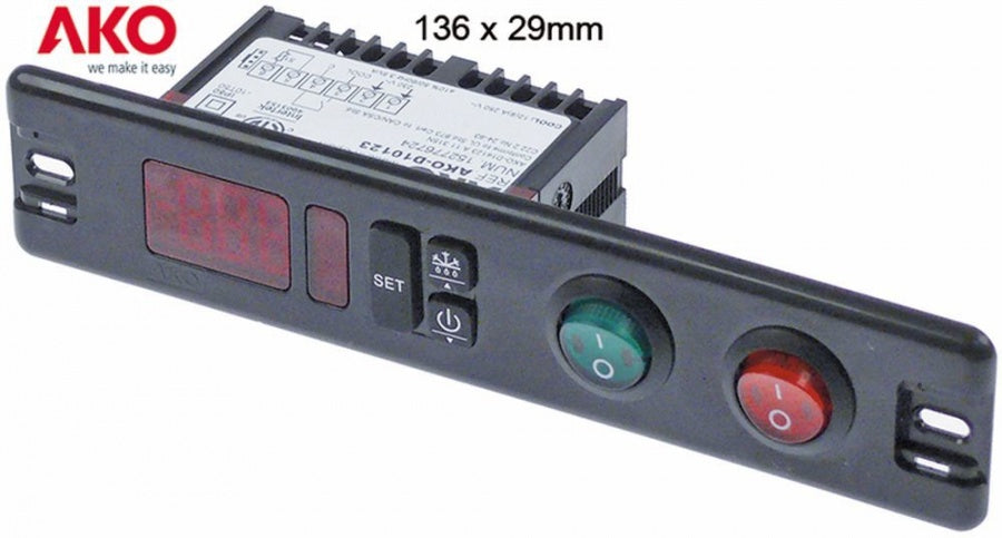 electronic controller AKO type AKO-D10123 136x29mm 230V voltage AC NTC/PTC relay outputs 1 CO-12A(9)