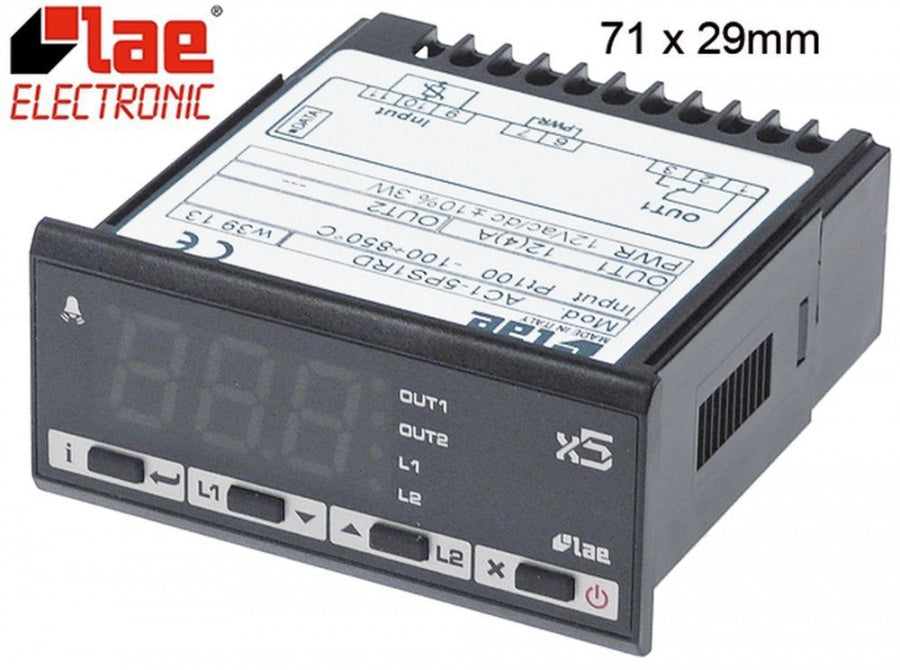 electronic controller LAE type AC1-5PS1RD 71x29mm 12V voltage AC/DC Pt100 relay outputs 1 CO-12A(4)